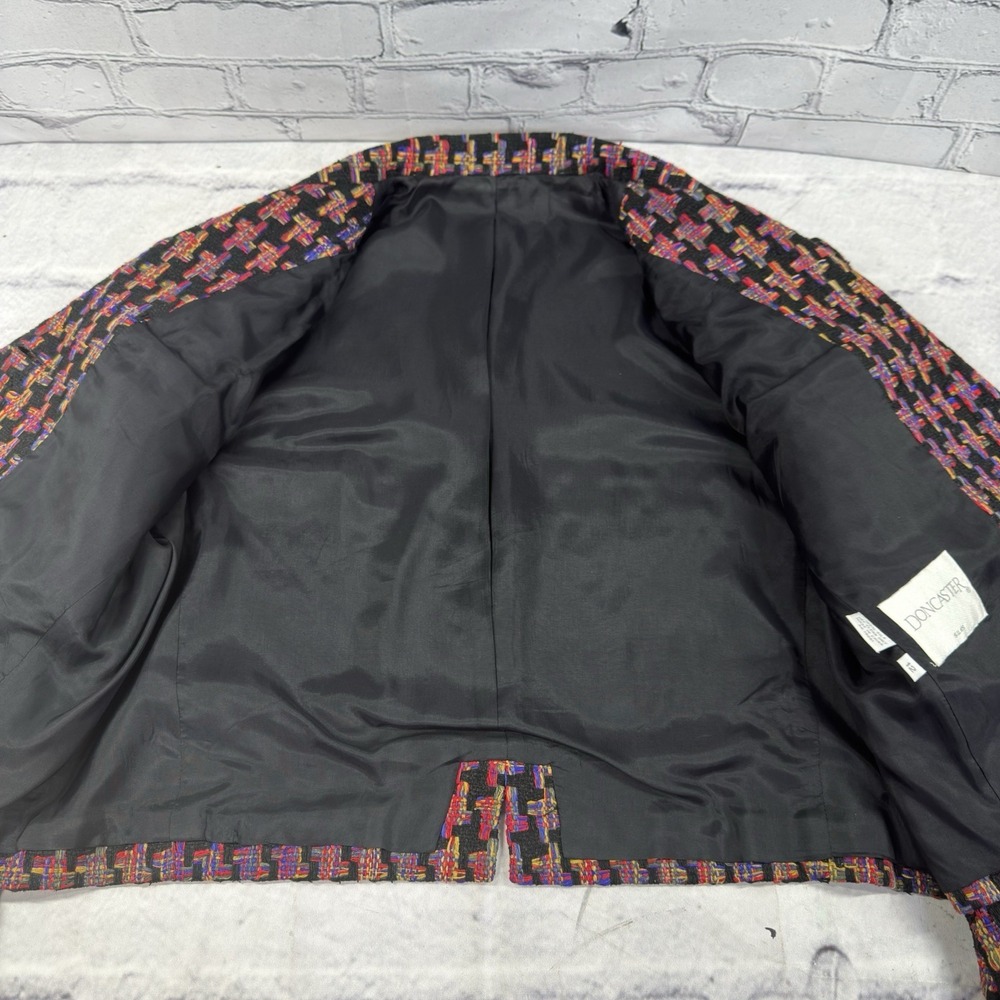 Vintage Doncaster Women's 12 Silk‎ Cropped Blazer 2 Button Brocade Jacket Celtic - Picture 4 of 13